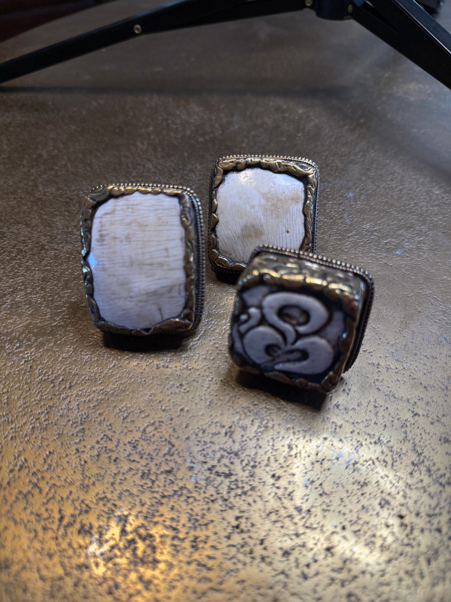 Chunky Brass and Shell Ring