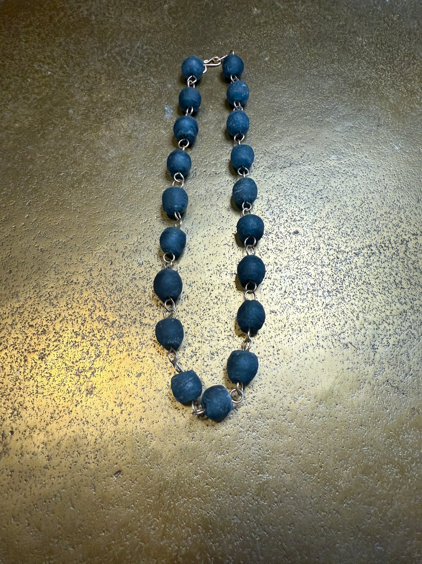 Rough Glass Bead Chain Necklace