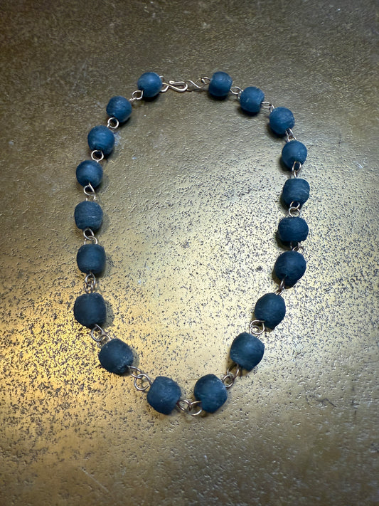 Rough Glass Bead Chain Necklace