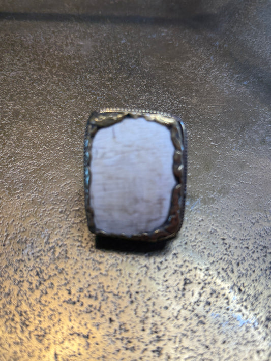 Chunky Brass and Shell Ring - Rectangle