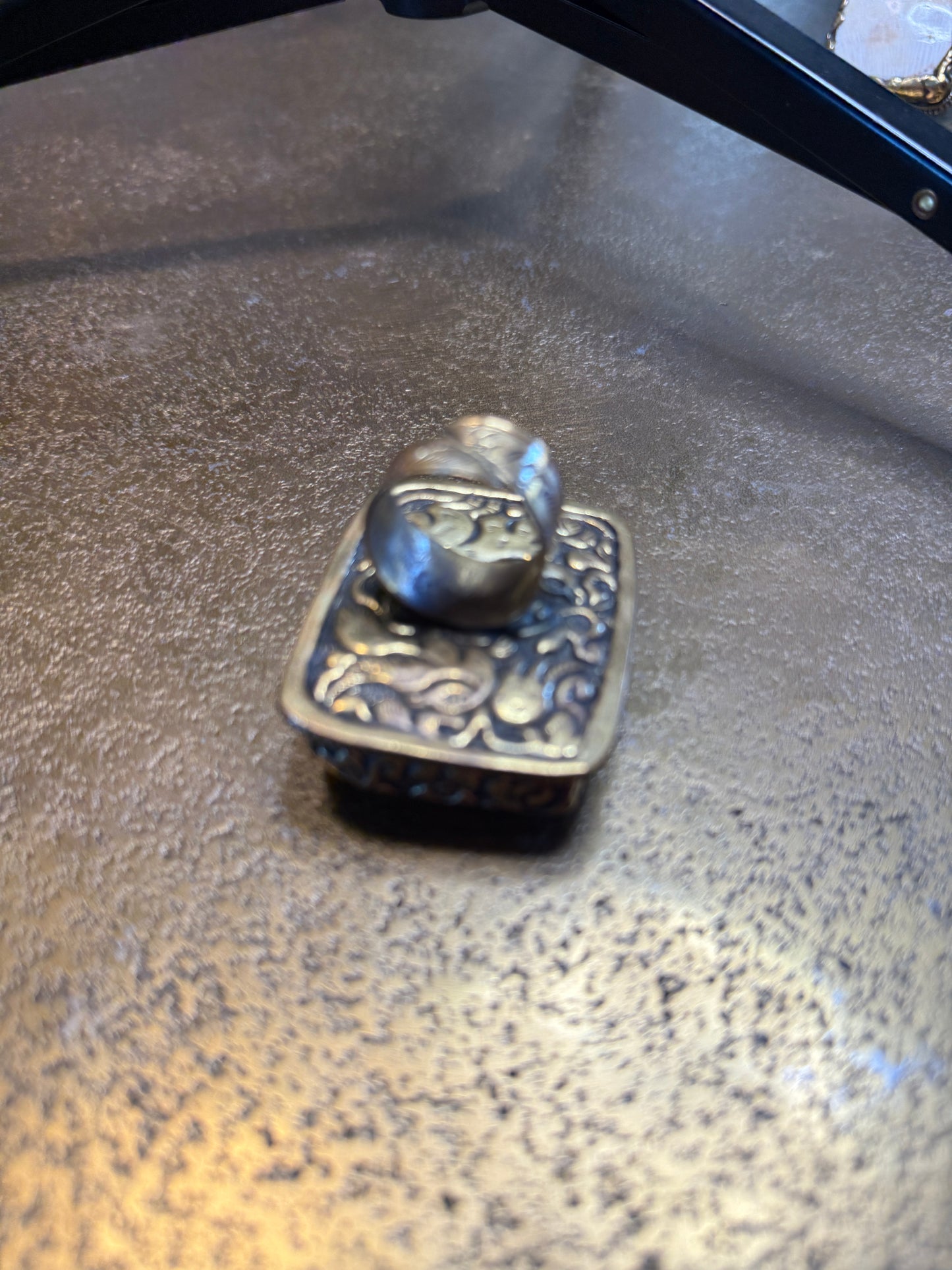 Chunky Brass and Shell Ring - Rectangle