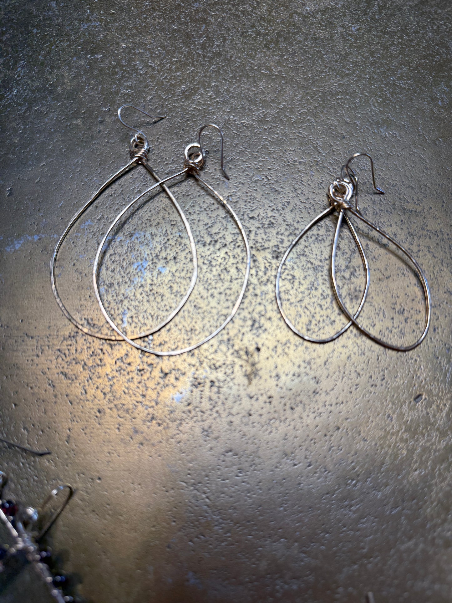 Hammered Gold Teardrop Hoop Earring